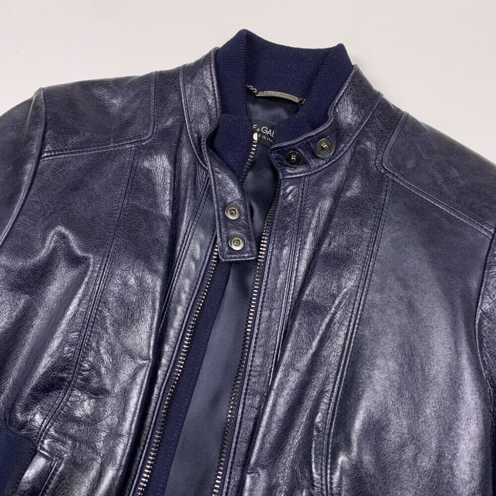 Dolce & Gabbana Vintage Café Racer Style Leather Jacket - Picture 3 of 7
